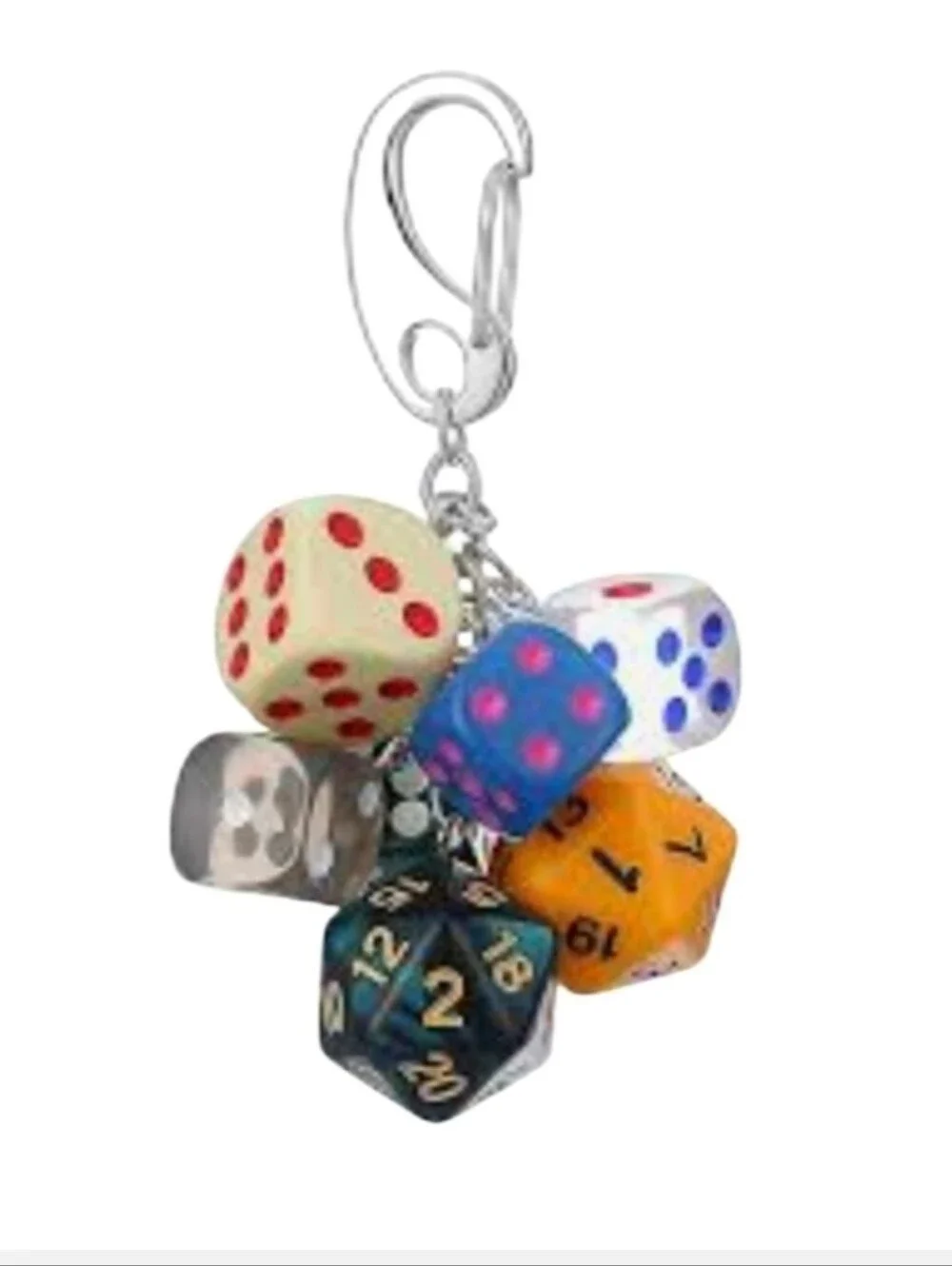 Multi-Die Keychain Charm - Colorful Dice Key & Card Holder